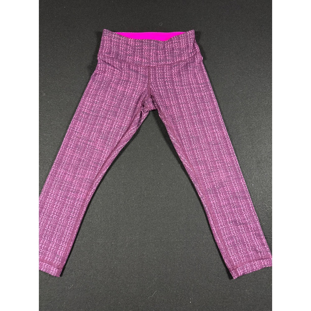 Lululemon Wunder Under Crop Leggings Purple Pink Space Dye Yoga Pants Womens